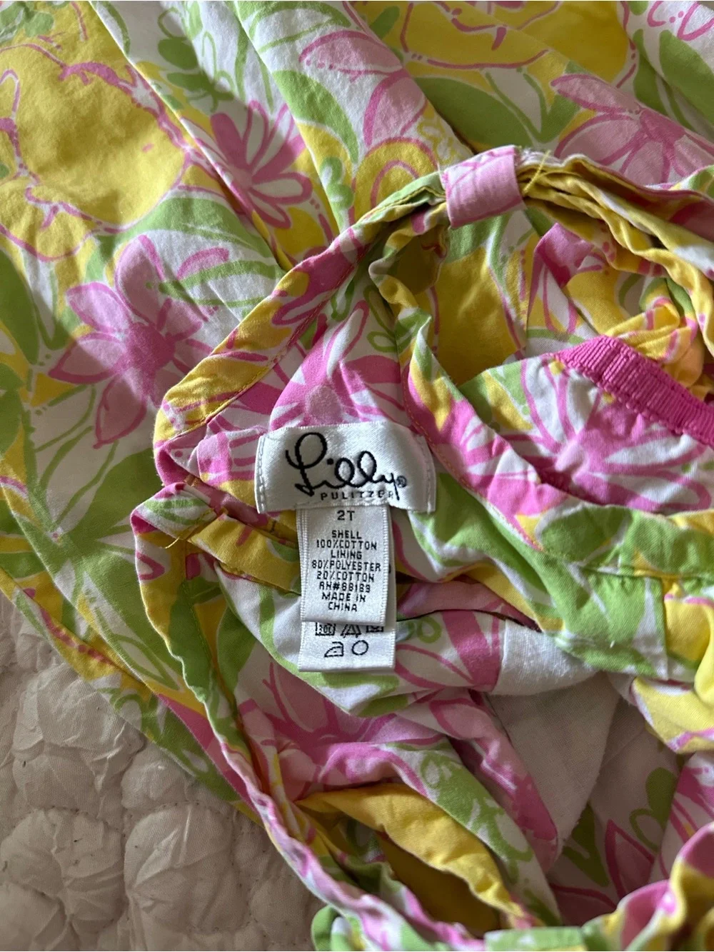 Lilly Pulitzer Yellow Elephant Floral Sundress with Pink and Green Print